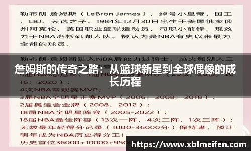 詹姆斯的传奇之路：从篮球新星到全球偶像的成长历程